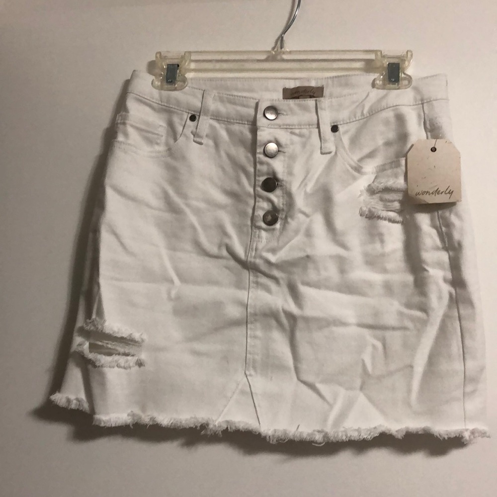NWOT white jean skirt